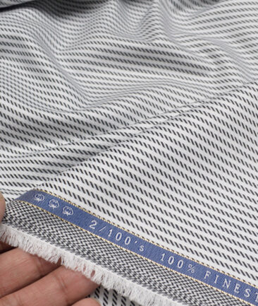Vercelli Italy 2 Ply 100's Supima Cotton Striped Shirting Fabric (White & Black)