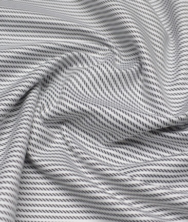 Vercelli Italy 2 Ply 100's Supima Cotton Striped Shirting Fabric (White & Black)