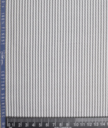 Vercelli Italy 2 Ply 100's Supima Cotton Striped Shirting Fabric (White & Black)