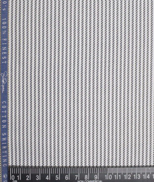 Vercelli Italy 2 Ply 100's Supima Cotton Striped Shirting Fabric (White & Black)