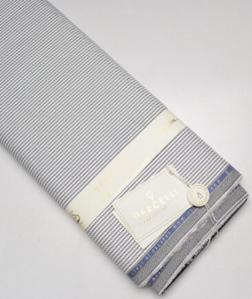 Vercelli Italy 2 Ply 100's Supima Cotton Striped Shirting Fabric (White & Black)