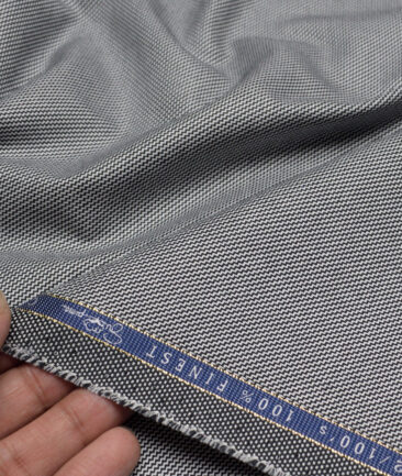 Vercelli Italy 2 Ply 100's Supima Cotton Structured Shirting Fabric (White & Black)