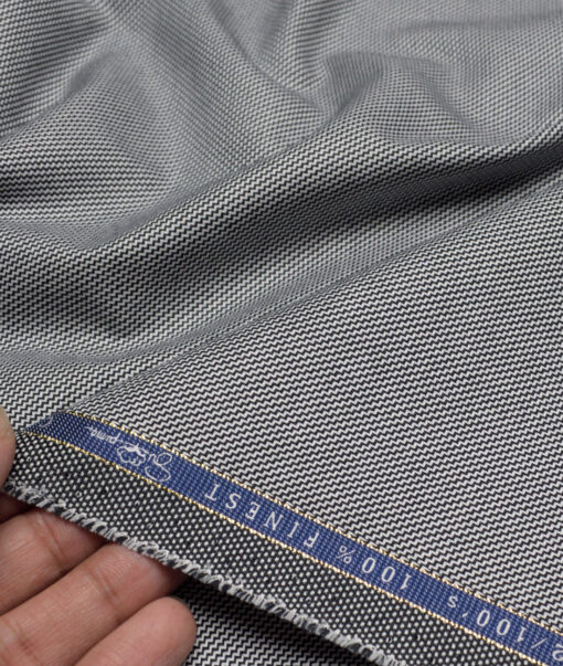 Vercelli Italy 2 Ply 100's Supima Cotton Structured Shirting Fabric (White & Black)