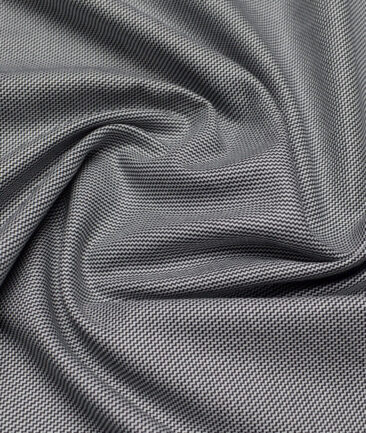 Vercelli Italy 2 Ply 100's Supima Cotton Structured Shirting Fabric (White & Black)