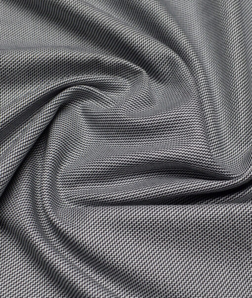 Vercelli Italy 2 Ply 100's Supima Cotton Structured Shirting Fabric (White & Black)