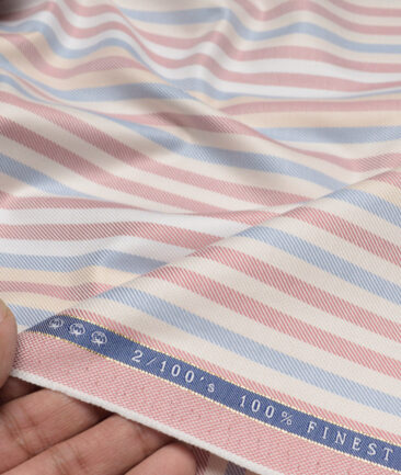 Vercelli Italy 2 Ply 100's Supima Cotton Striped Shirting Fabric (Multi)