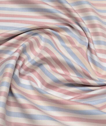 Vercelli Italy 2 Ply 100's Supima Cotton Striped Shirting Fabric (Multi)