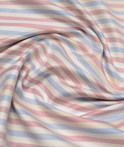 Vercelli Italy 2 Ply 100's Supima Cotton Striped Shirting Fabric (Multi)