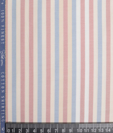 Vercelli Italy 2 Ply 100's Supima Cotton Striped Shirting Fabric (Multi)