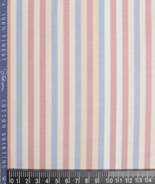 Vercelli Italy 2 Ply 100's Supima Cotton Striped Shirting Fabric (Multi)