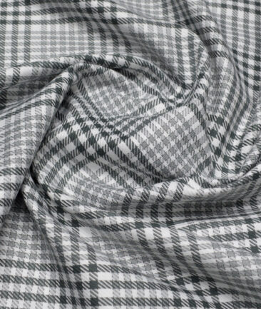 Vercelli Italy 2 Ply 100's Supima Cotton Checks Shirting Fabric (White and Green)
