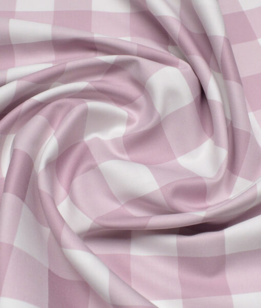 Vercelli Italy 2 Ply 100's Supima Cotton Checks Shirting Fabric (White and Light Mauve)