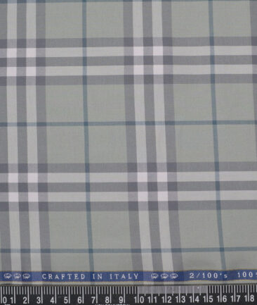 Vercelli Italy 2 Ply 100's Supima Cotton Checks Shirting Fabric (Sage Green)