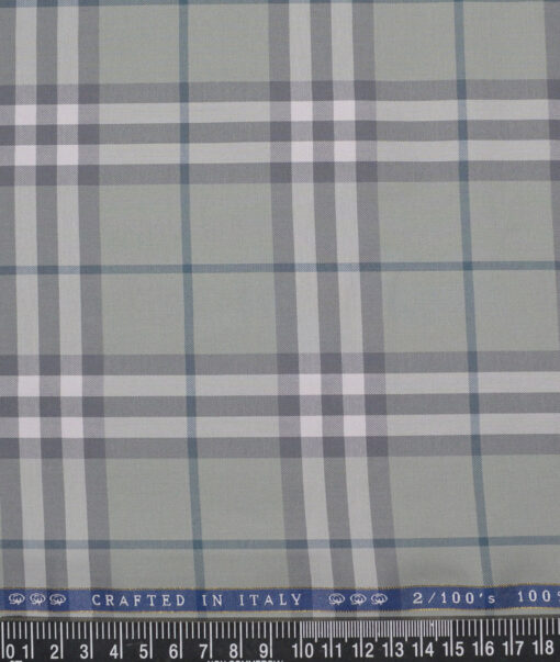 Vercelli Italy 2 Ply 100's Supima Cotton Checks Shirting Fabric (Sage Green)