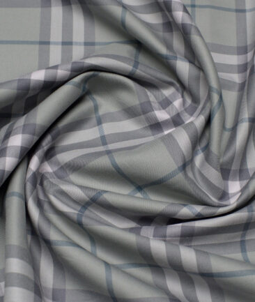 Vercelli Italy 2 Ply 100's Supima Cotton Checks Shirting Fabric (Sage Green)