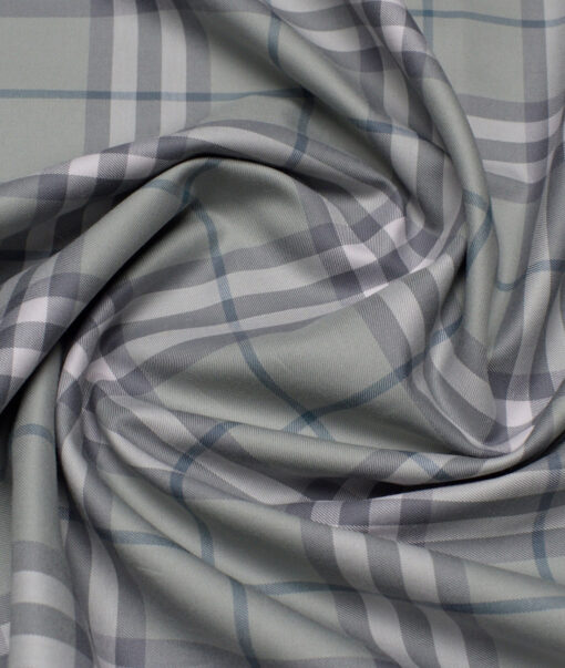 Vercelli Italy 2 Ply 100's Supima Cotton Checks Shirting Fabric (Sage Green)