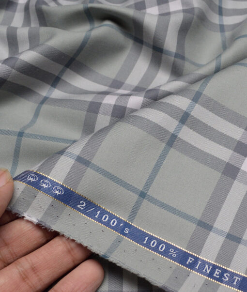 Vercelli Italy 2 Ply 100's Supima Cotton Checks Shirting Fabric (Sage Green)