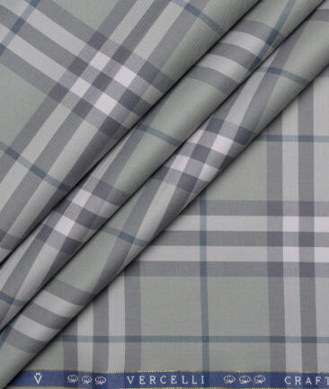 Vercelli Italy 2 Ply 100's Supima Cotton Checks Shirting Fabric (Sage Green)