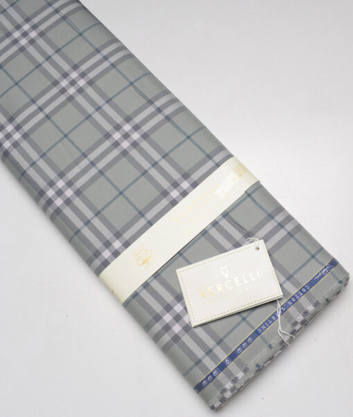 Vercelli Italy 2 Ply 100's Supima Cotton Checks Shirting Fabric (Sage Green)