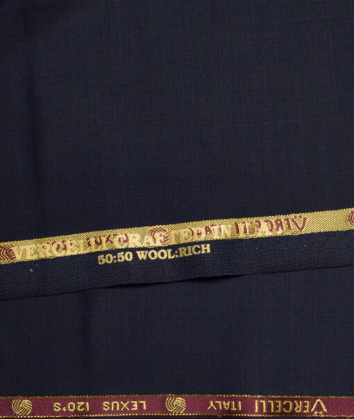 Vercelli Italy Super 120's Solids 50% Merino Wool Suiting Fabric (Dark Blue)