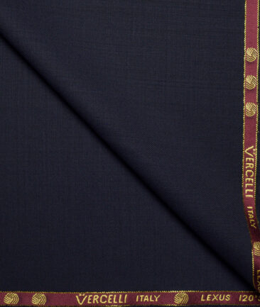 Vercelli Italy Super 120's Solids 50% Merino Wool Suiting Fabric (Dark Blue)