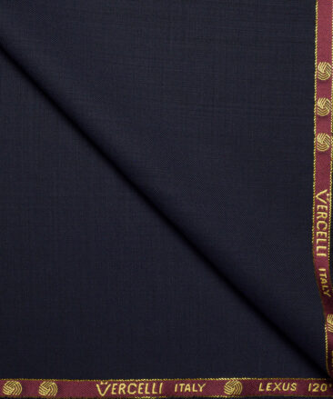 Vercelli Italy Super 120's Solids 50% Merino Wool Suiting Fabric (Dark Blue)