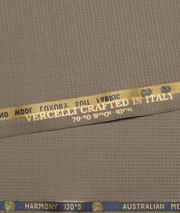 Vercelli Italy Super 130's Structured 70% Merino Wool Suiting Fabric (Brown)