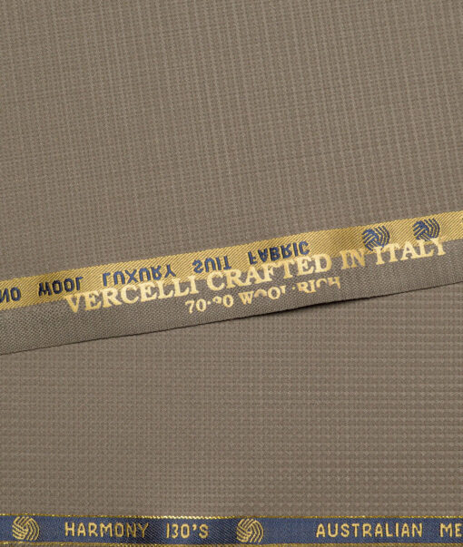 Vercelli Italy Super 130's Structured 70% Merino Wool Suiting Fabric (Brown)