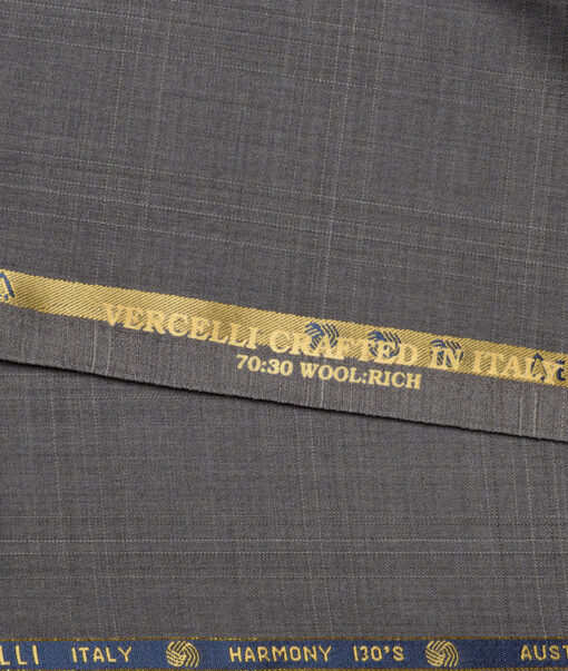 Vercelli Italy Super 130's Checks 70% Merino Wool Suiting Fabric (Brown)
