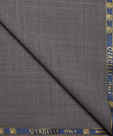 Vercelli Italy Super 130's Checks 70% Merino Wool Suiting Fabric (Brown)