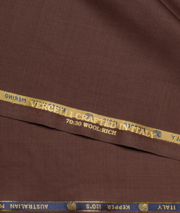 Vercelli Italy Super 120's Solids 70% Merino Wool Suiting Fabric (Copper Brown)