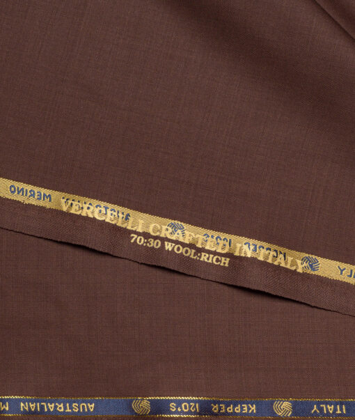 Vercelli Italy Super 120's Solids 70% Merino Wool Suiting Fabric (Copper Brown)