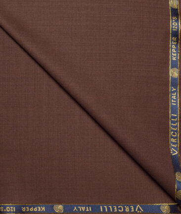 Vercelli Italy Super 120's Solids 70% Merino Wool Suiting Fabric (Copper Brown)