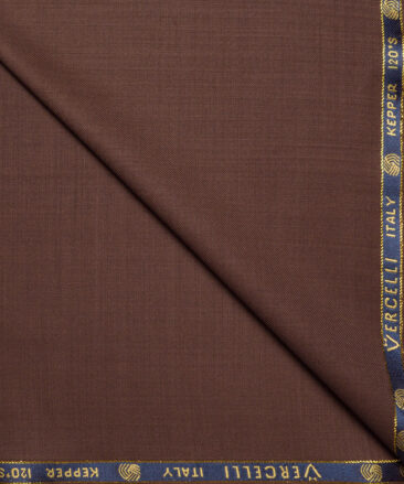 Vercelli Italy Super 120's Solids 70% Merino Wool Suiting Fabric (Copper Brown)