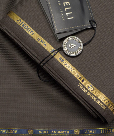 Vercelli Italy Super 130's Structured 70% Merino Wool Suiting Fabric (Dark Chocolate Brown)