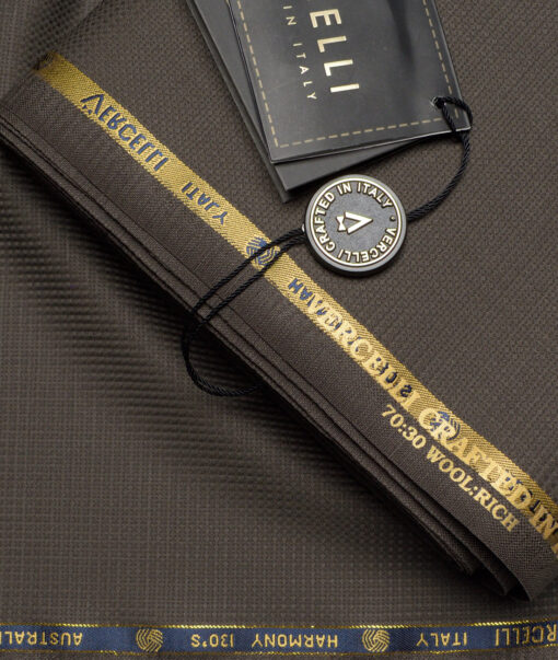 Vercelli Italy Super 130's Structured 70% Merino Wool Suiting Fabric (Dark Chocolate Brown)