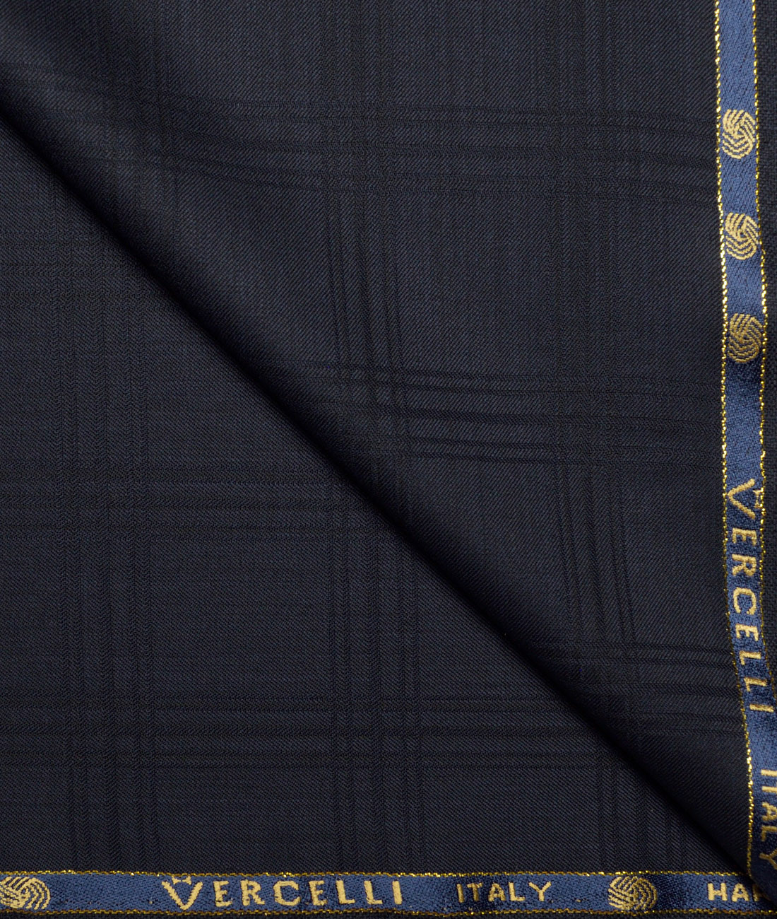Vercelli Italy Super 130's Checks 70% Merino Wool Suiting Fabric (Dark Navy Blue) Vercelli Italy Super 130's Checks 70% Merino Wool Suiting Fabric (Dark Navy Blue)