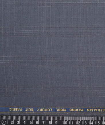 Vercelli Italy Super 130's Checks 70% Merino Wool Suiting Fabric (Greyish Blue)