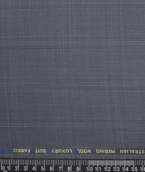 Vercelli Italy Super 130's Checks 70% Merino Wool Suiting Fabric (Greyish Blue)