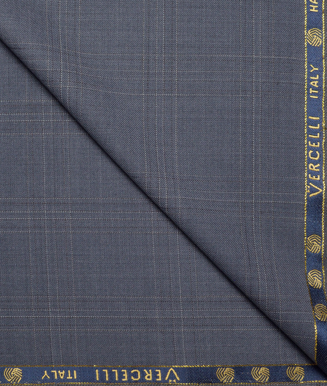Vercelli Italy Super 130's Checks 70% Merino Wool Suiting Fabric (Greyish Blue) Vercelli Italy Super 130's Checks 70% Merino Wool Suiting Fabric (Greyish Blue)