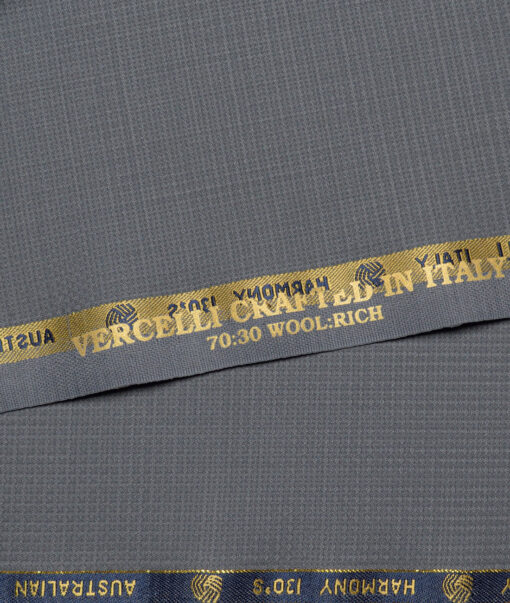 Vercelli Italy Super 130's Structured 70% Merino Wool Suiting Fabric (Grey)
