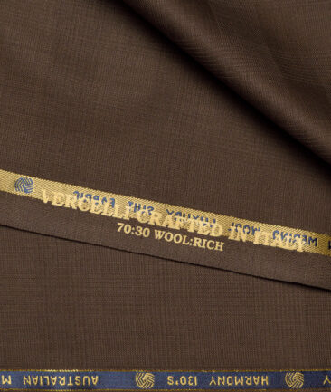 Vercelli Italy Super 130's Checks 70% Merino Wool Suiting Fabric (Irish Coffee Brown)