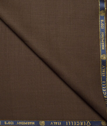 Vercelli Italy Super 130's Checks 70% Merino Wool Suiting Fabric (Irish Coffee Brown)