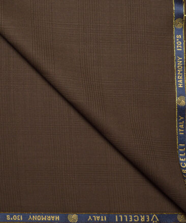 Vercelli Italy Super 130's Checks 70% Merino Wool Suiting Fabric (Irish Coffee Brown)