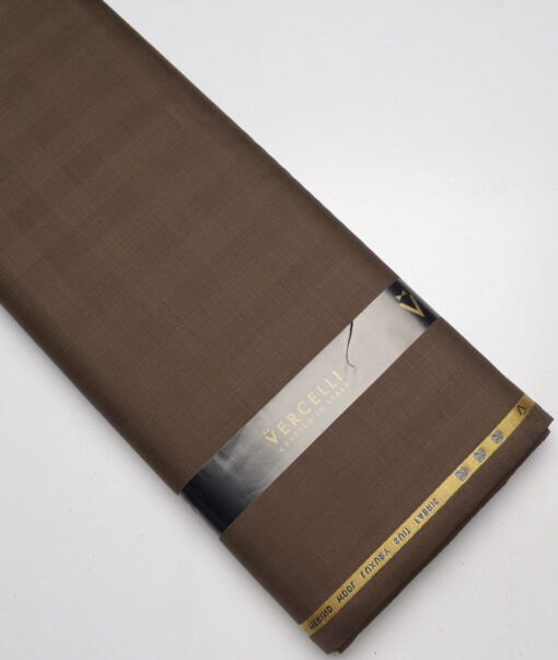 Vercelli Italy Super 130's Checks 70% Merino Wool Suiting Fabric (Irish Coffee Brown)