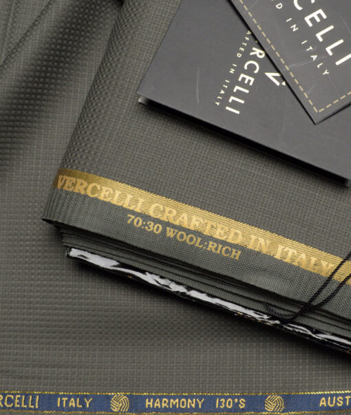 Vercelli Italy Super 130's Structured 70% Merino Wool Suiting Fabric (Sage Green)