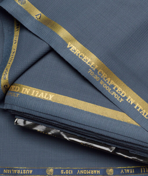 Vercelli Italy Super 130's Structured 70% Merino Wool Suiting Fabric (Slate Blue)