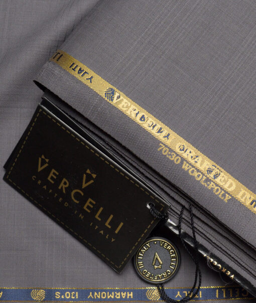 Vercelli Italy Super 130's Checks 70% Merino Wool Suiting Fabric (Warm Grey)