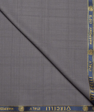 Vercelli Italy Super 130's Checks 70% Merino Wool Suiting Fabric (Warm Grey)