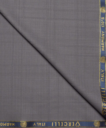 Vercelli Italy Super 130's Checks 70% Merino Wool Suiting Fabric (Warm Grey)